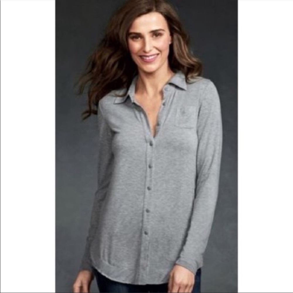 Cabi | Gray Collared Button Down Blouse Shirt - image 1
